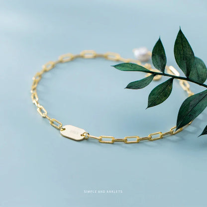 3 Color 925 Sterling Silver Simple Bracelet for Women Fashion Geometric Oval Pearl Bracelet Korea Style Fine Jewelry Gift