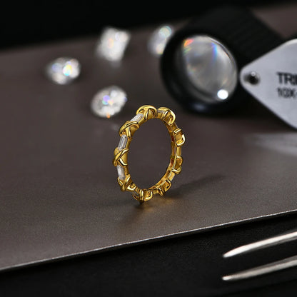 Moissanite Diamond Rings for Women Men D VVS1 Color Rectangle Cut S925 Sterling Silver Stackable Rings Wedding  Jewelry