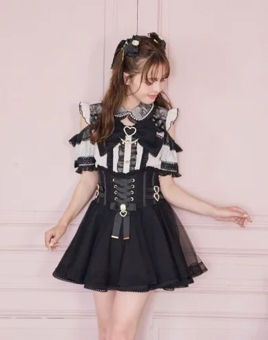 Mine Style Mass-Produced Japanese Casual Laminated Ruffles Lace  Skirts 2023 Autumn Winter High Waist Corset A- Line Mini Skirt