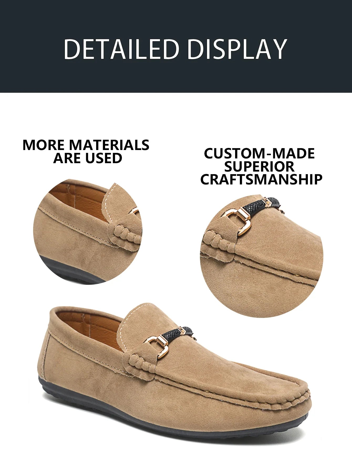Classic Men's Suede Slip On Loafers Preppy Lightweight Breathable Wallking Driving Shoes Comfort Fashion Outdoor Men's Sneakers