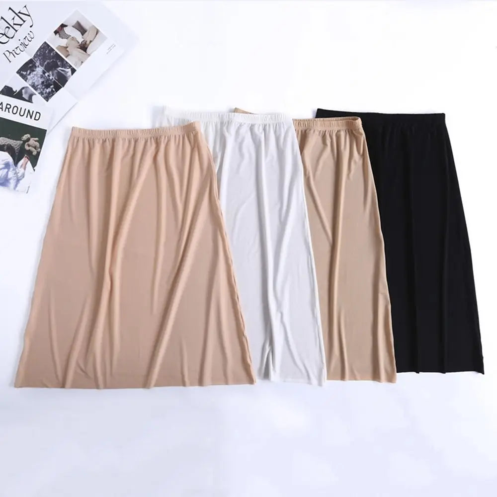 Petticoat Dress Solid Color For Women Safety Underskirt Slips Underskirt Half Slips Women Long Petticoat Ice Silk Underskirt