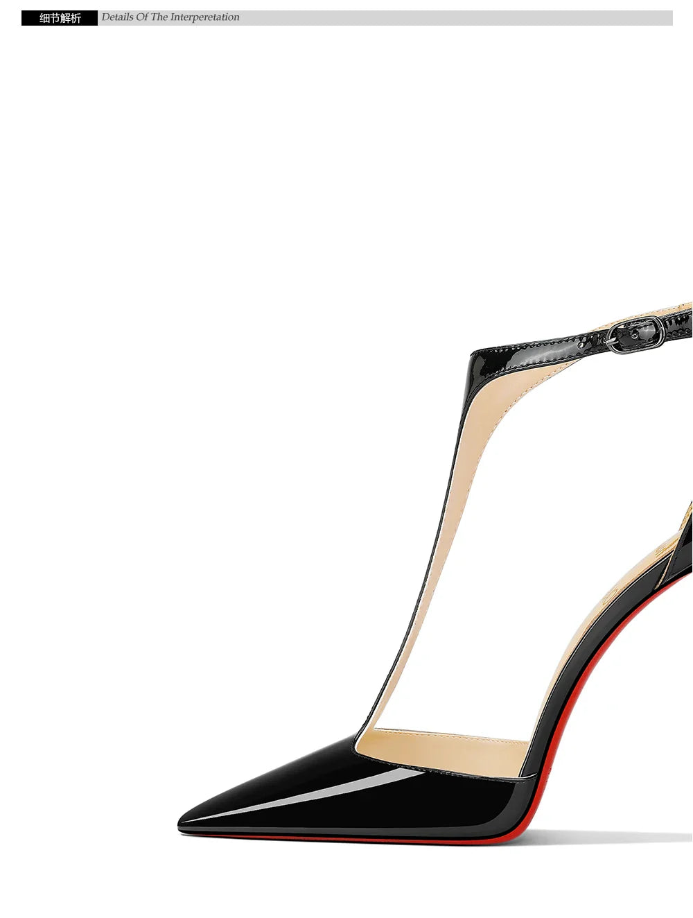 Black patent leather T-belt bag with nightclub sexy 12cm ultra-fine heel pointed party European and American high-heeled sandals