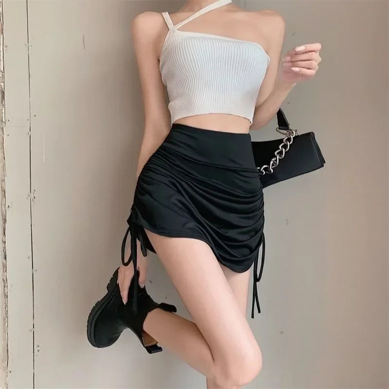 Sexy Summer Latin Dance Skirt for Women Spring Summer New High Waist Drawstring A-line Dance Practice Skirt Y2k Clothes