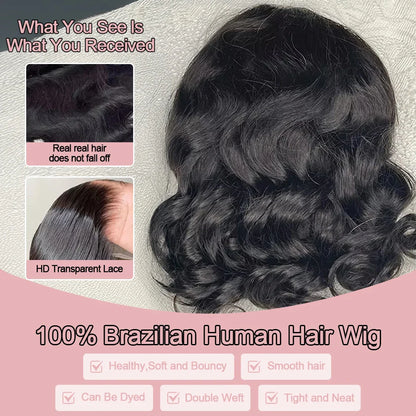 13x6 Glueless HD Lace Front Wig Body Wave Brazilian Human Hair Pre Cut Lace Short Bob Pre Plucked For Black Women Ready To Wear
