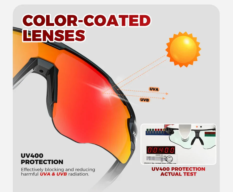 Photochromic Cycling Sunglasses for Men Women Sports UV400 Protection Bicycle Eyewear MTB Mountain Road Bike Eyeglass