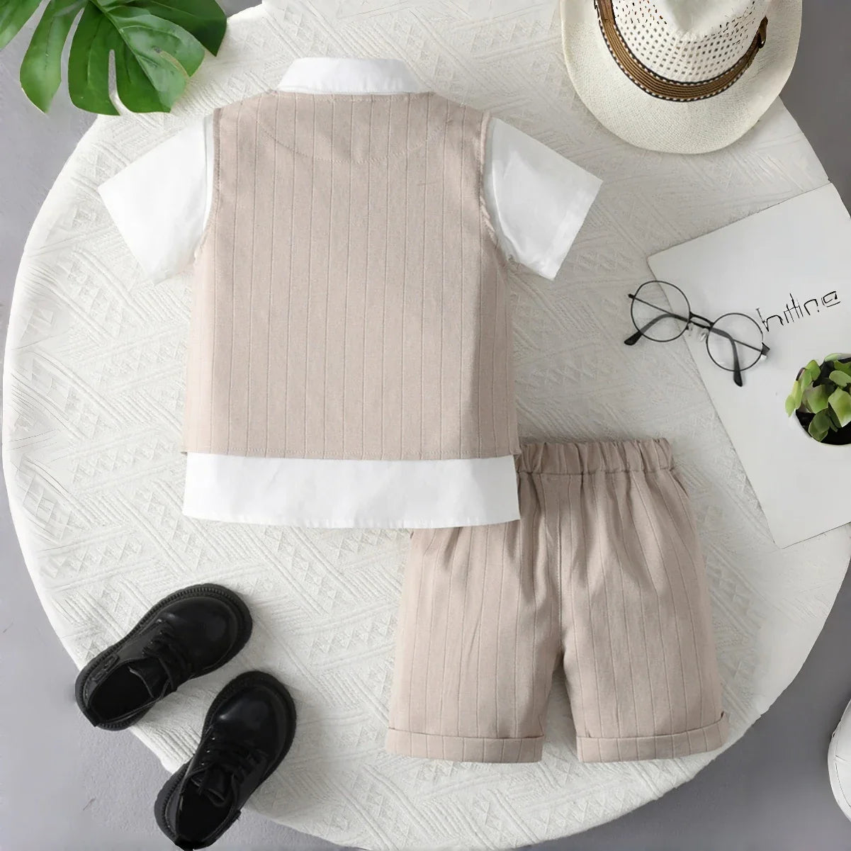 Flower Boys Wedding Outfit for 1-7 Years Kids Gentleman Vest Suit Children Birthday Formal Summer Clothes
