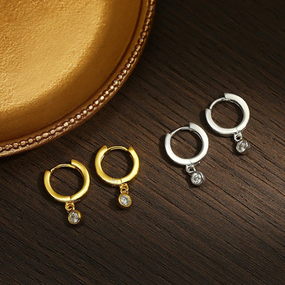 D VVS1 Round Moissanite Pendant Earrings for Women Sparkling Fine jewelry s925 Sliver Plated White Gold Hoop Earring