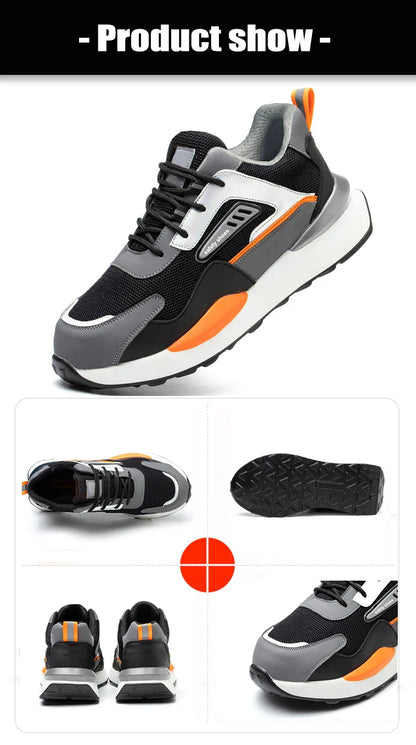 Security Protection Shoes Men Steel Toe Safety Boots Anti-smash Anti-Puncture Work Boots Safety Shoes Man lightweight breathable