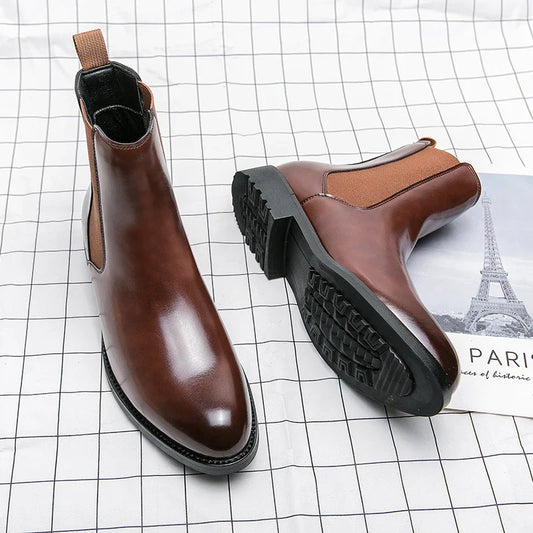 Classic Fashion Men Boots Winter Leather Shoes Autumn Business Chelsea Boots British Style Hombres Botas High Top Footwear Dress