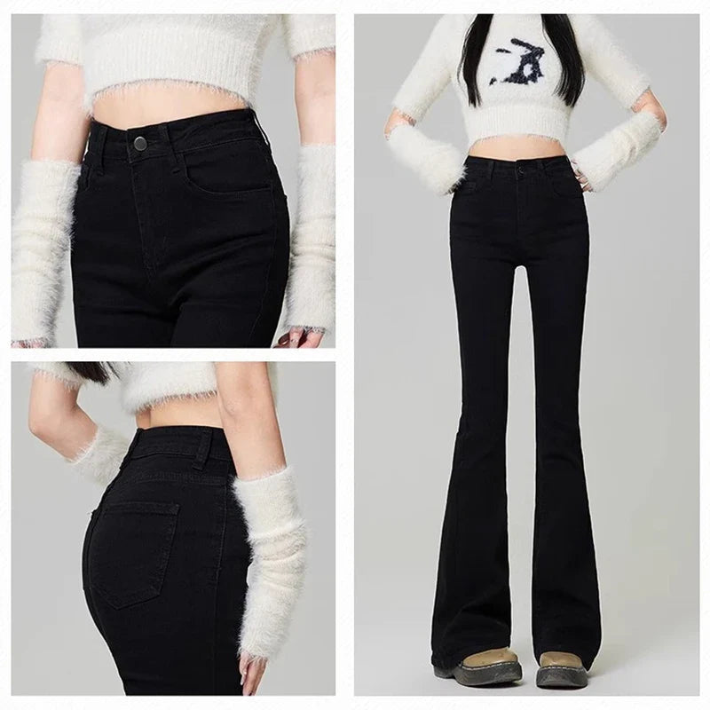 Woman Korean High Waist Grunge Flare Jeans