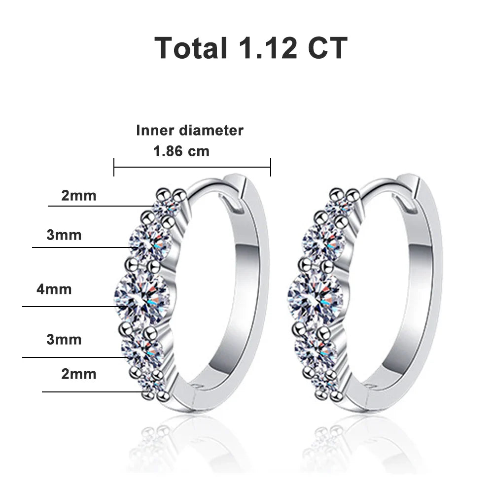 D VVS1 Hoop Moissanite Earrings for Women GRA Certified Brilliant Round Diamond Solid s925 Silver Plated 18k Earring
