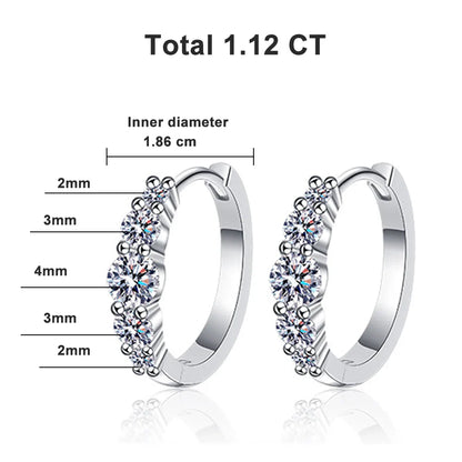 D VVS1 Hoop Moissanite Earrings for Women GRA Certified Brilliant Round Diamond Solid s925 Silver Plated 18k Earring