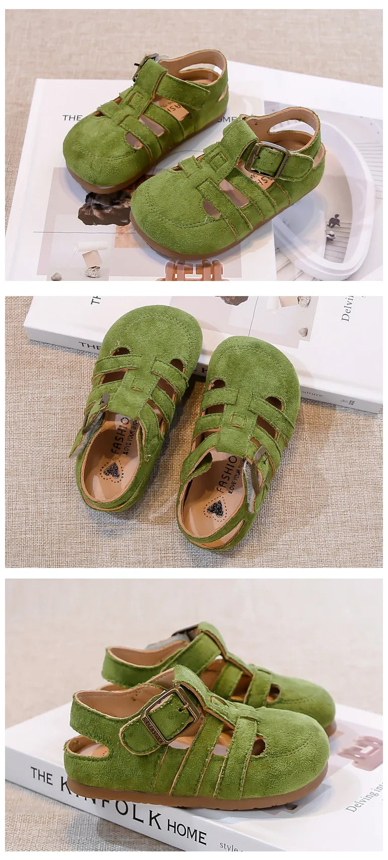 Kids Suede Sandals for Girls Anti-slippery Sole Toddler Roman Shoes with Pastel Colors Princess Beach Garden Shoes Barefoot Ins