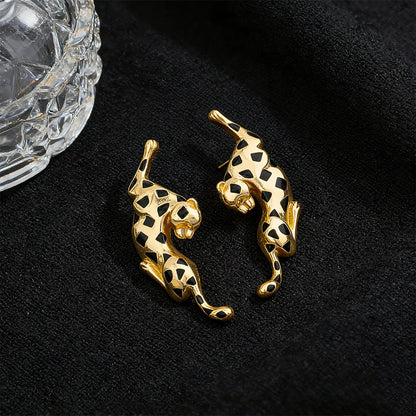 Woman Jewelry Set African Fashion Leopard Necklace Earrings 18K Gold Plated Animal Shape Bracelet Ring Copper Dubai Jewelry Gift