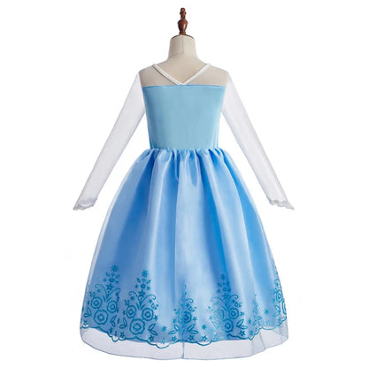 2025 Kid Elsa Anna Costume Girl Birthday Floral Dress Children Snow Queen Performance Fantasy Princess Evening Halloween Costume