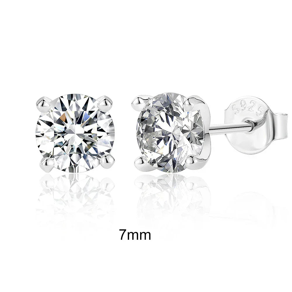 0.5-1.2 Carat D Color Moissanite Ear Stud Earrings For Women 925 Sterling Silver Sparkling Piercing Earring Fine Jewelry