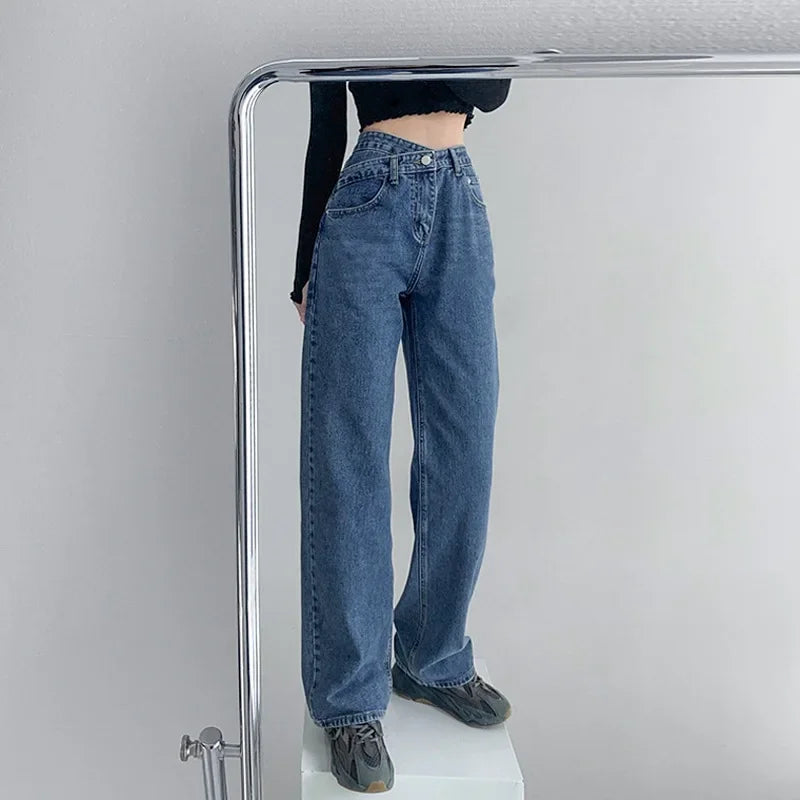 Vintage Jeans Loose-fit Straight-leg Slimming Draped Denim Trousers