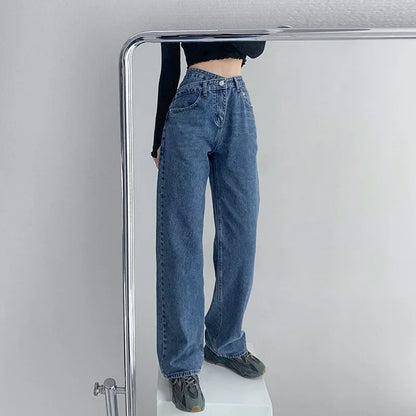Vintage Jeans Loose-fit Straight-leg Slimming Draped Denim Trousers