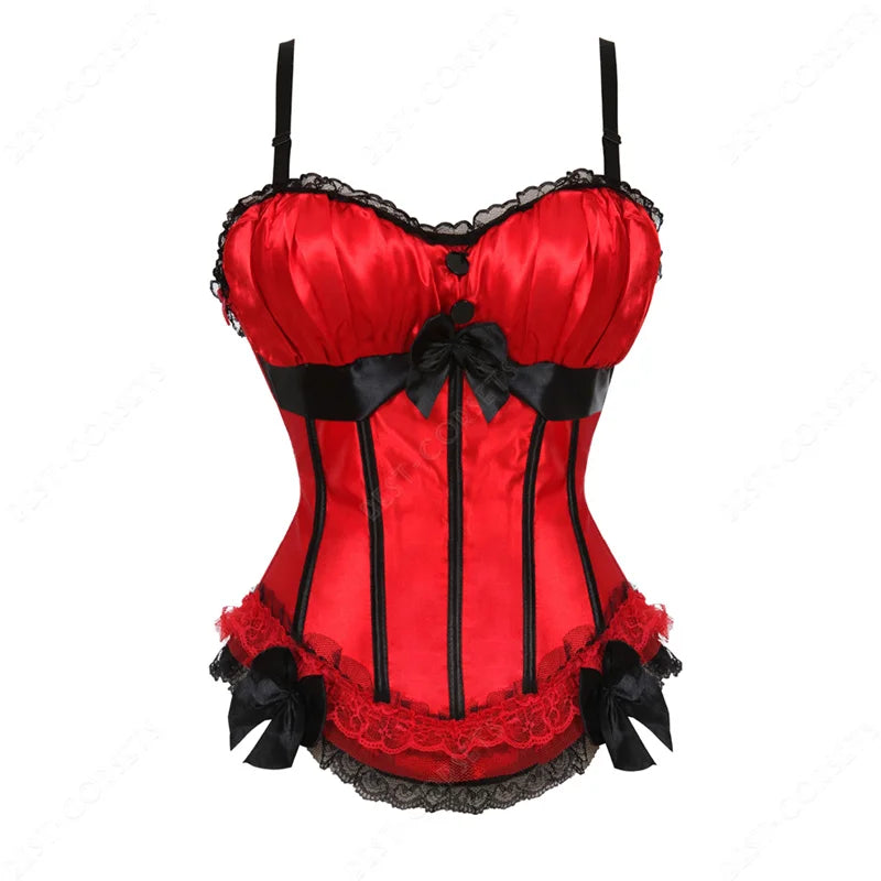 Women Corset Top With Straps Bustier Pink Lace Corset Overbust Tank Tops Thin Straps Sexy Green Corset for Women