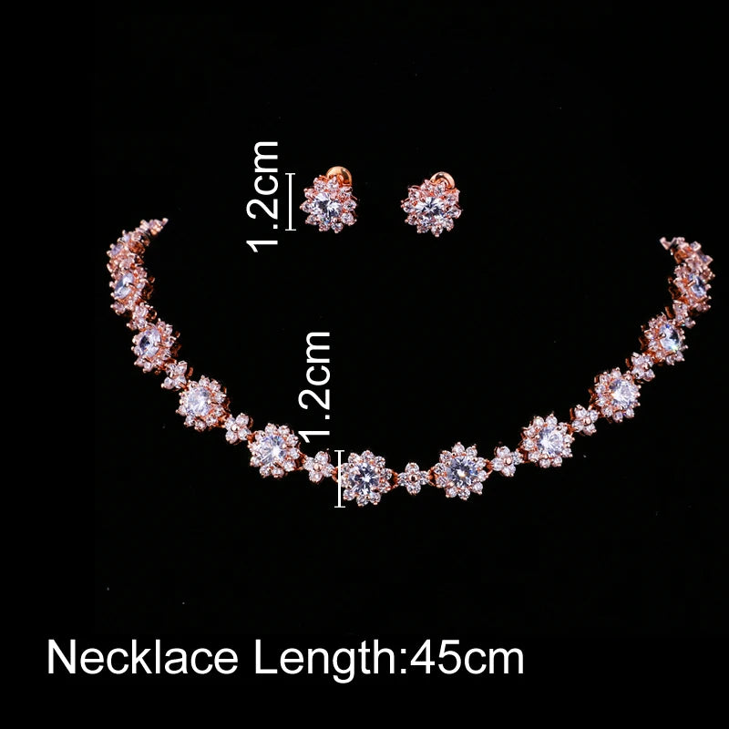 Classic Hot Sale 5 Colors Options High Quality Round Zirconia Jewelry Sets for Elegant Women Wedding Dress Accessories
