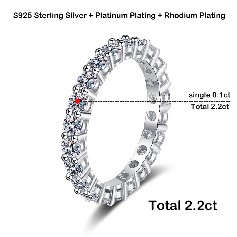 3mm Moissanite Wedding Ring for Women Created Diamond  Full Eternity Stackable Engagement Promise Band S925 Silver Rings