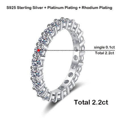 3mm Moissanite Wedding Ring for Women Created Diamond  Full Eternity Stackable Engagement Promise Band S925 Silver Rings