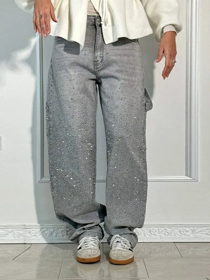 Y2k Street Oversize Loose Shining Female Wide Leg Pants