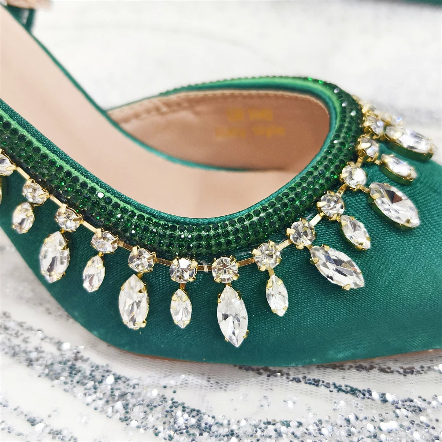 Pointed-Toe High Women Heels Shoes and Bags for Women Rhinestone Evening Party Elegant Luxury Handbag