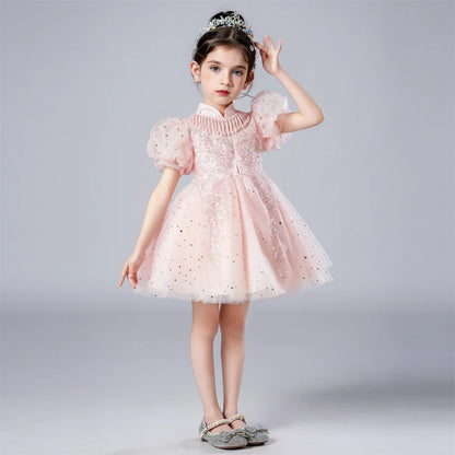 Girl Flower Princess Dress Kids Summer Gown Dresses For 2-10 Years Girls Wedding Birthday Party Clothing Children Pink Costume