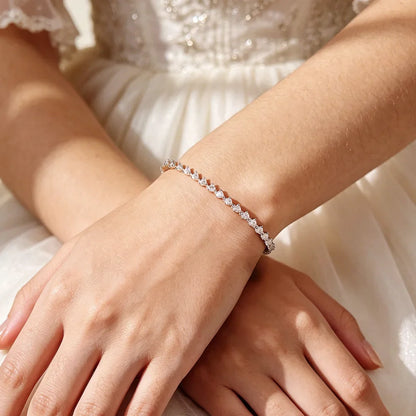 3mm Full Heart Cut Moissanite Bracelet 100% S925 Sterling Silver Plated 18K Gold for Women Party Fine Jewelry Gift