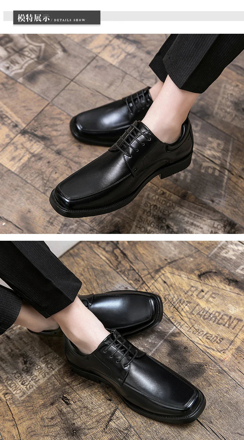 Men's Dress Shoes Classic Formal Leather Shoes For Men Square Toe Social Casual Business Shoes Man Party Wedding Leather Men