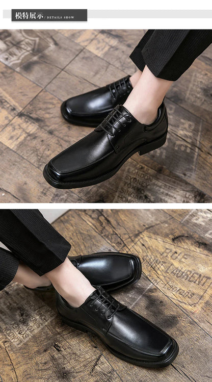 Men's Dress Shoes Classic Formal Leather Shoes For Men Square Toe Social Casual Business Shoes Man Party Wedding Leather Men