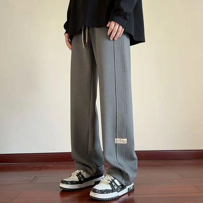 High-street cool pineapple plaid straight-leg wide-leg pants for men, casual outdoor party loose floor-length pants