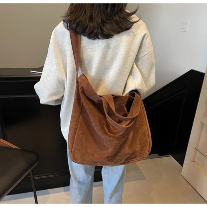 Large Capacity Velvet 2024 Hot Selling Tote Bag Zipper Solid Color Popular Fashion Handbag Soft Simple Commuting Shoulder Bag