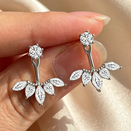 2 in 1 Pear Marquise Cut Moissanite Stud Earrings for Women S925 Silver Full Lab Diamond Dainty Pierced Ear Fine Jewelry