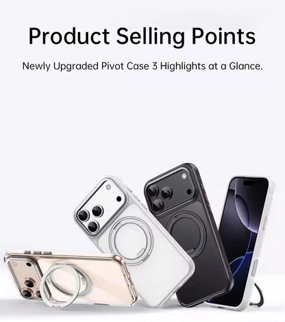 360 Rotatable Ring Phone Case Magnetic for Magsafe For iPhone 17 16 15 14 Pro Max Ring Holder Kickstand Hard Cover