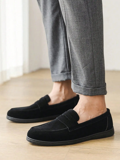 Business Commute Slip On Men's Loafers Preppy Breathable Suede Casual Shoes Outdoor Flats Non Slip Daily Walking Driving Shoes