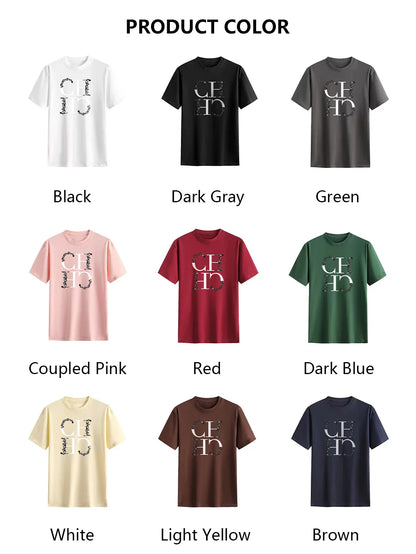 Letter Printed Fashionable Black T-shirt Trendy Streetwear Fashionable Men's and Women's Casual Loose Short Sleeved Top