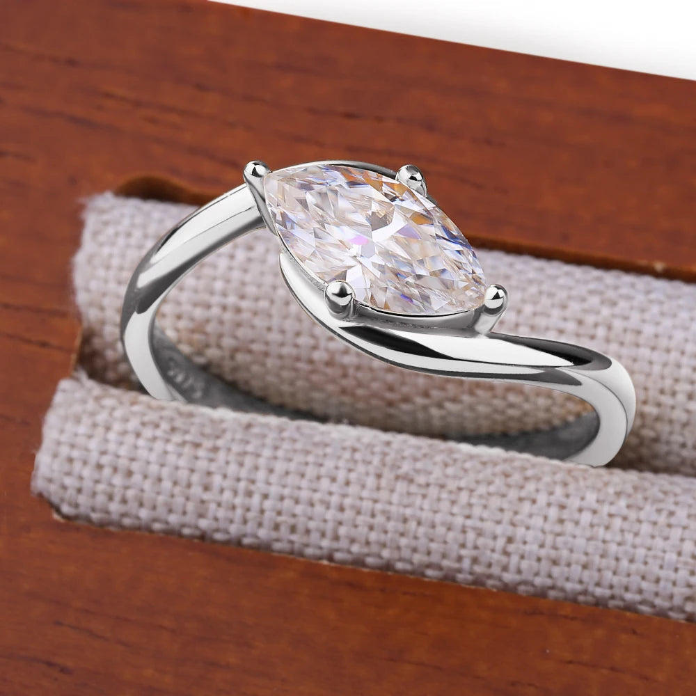 1/2CT Marquise Moissanite Ring S925 Silver 18K Gold Plated for Women Men Solitaire Wedding Band Gift Fine Jewelry with GRA