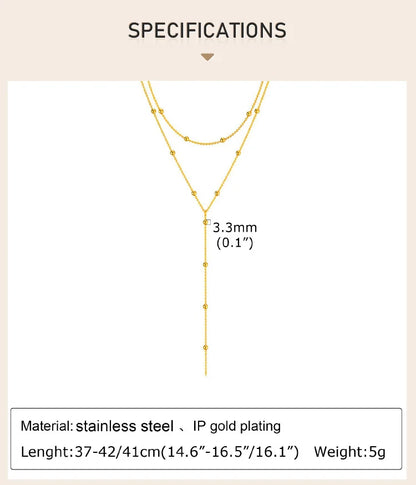 Stainless Steel Lariat Necklace Gold Plated, Dainty Long Necklace Laryered Necklaces For Women Girls, Y Shape Drop Pendant