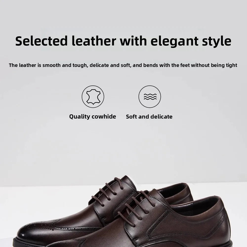 Golden Camel Men's Derby Shoes 2026 Business Casual Soft Sole Leather Shoes Brand Design Soft Soles Non-slip Velvet Warm Loafers