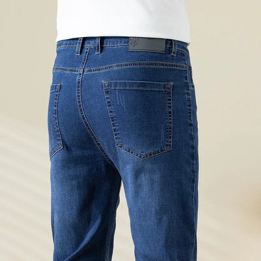 Summer Thin Mens Clothing Cowboys Slim Straight Jeans Men Denim Pants Casual Regular Fitness Men's Trousers Light Blue 2026 Y2K