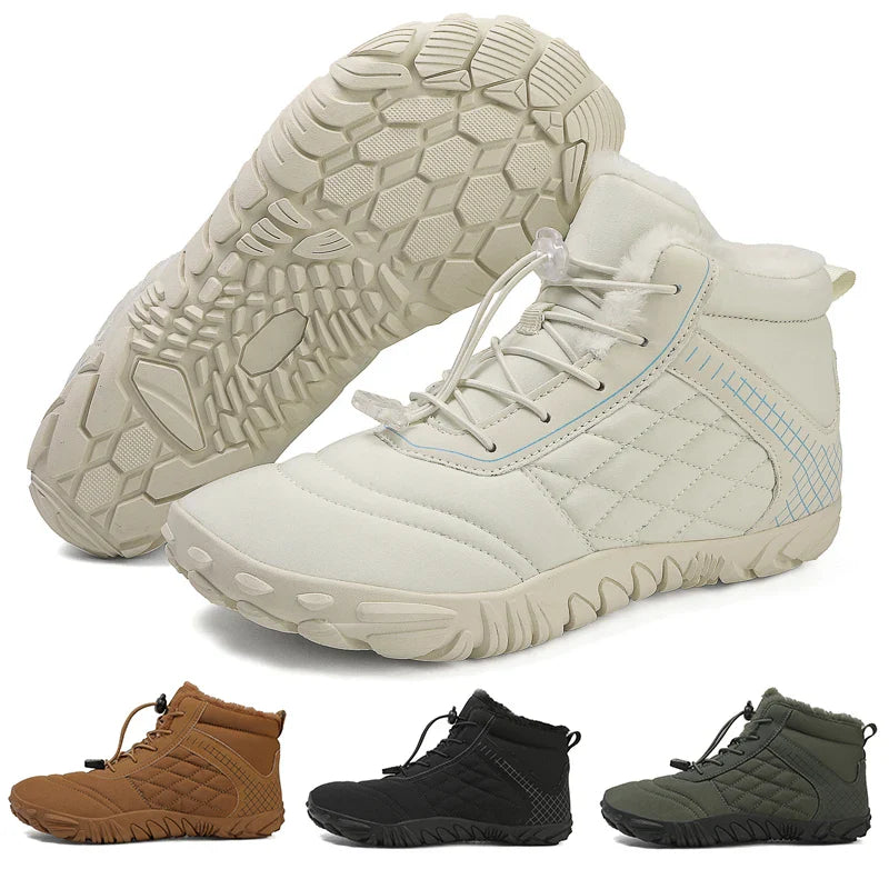 Botas de Caminhada de Inverno Barefoot Masculinas Femininas, Botas de Neve Quentes Sem Salto, Botas de Tornozelo com Biqueira Larga, Impermeáveis Minimalistas