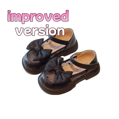 Size 23-35 Children Flat Shoes Lace Girls Princess Shoes with Bow Spring Autumn Summer Wedding Small Leather Shoes