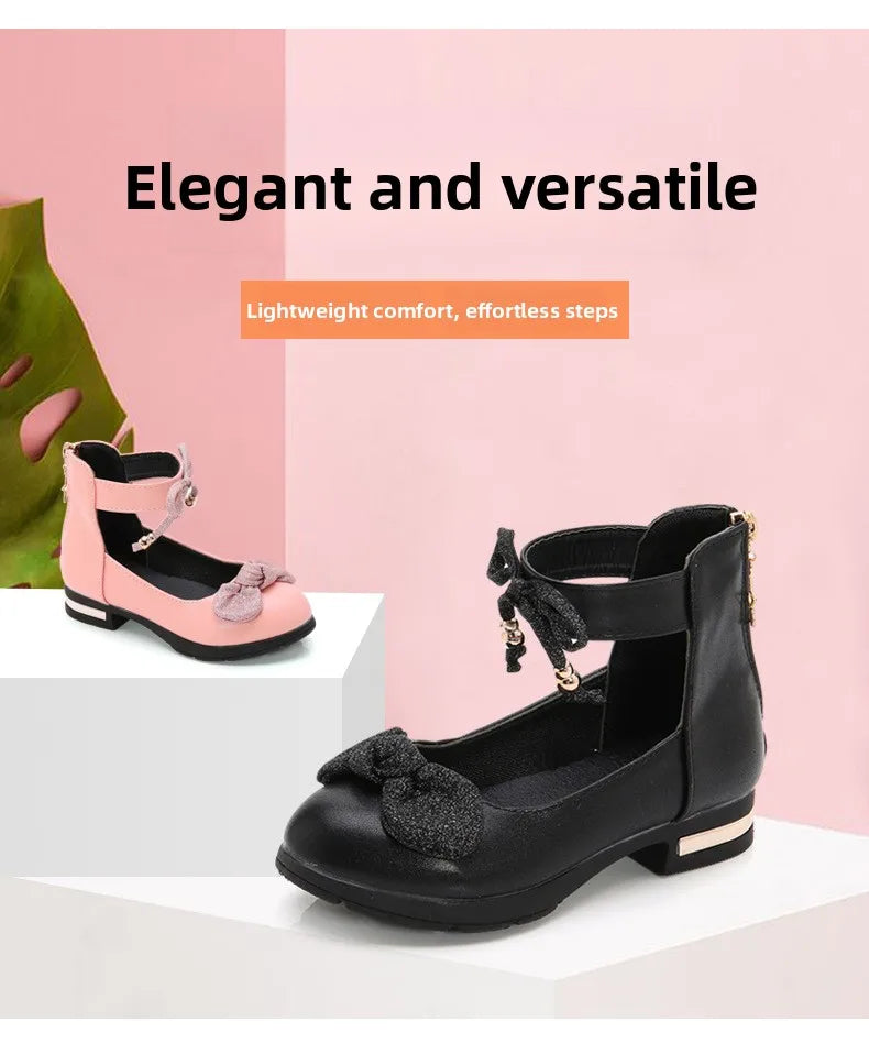 2026 Shiny Bow Stage Elegant Comfortable Catwalk Fashion Spring/summer Students Baby Girls Princess Shoes Cute Kids Sandals