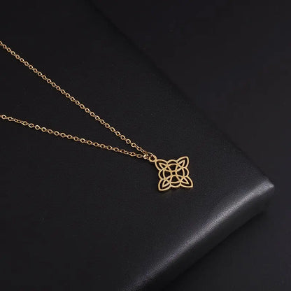 Witchcraft Witch Knot Necklace Irish Trinity Knot Triple Spiral Pendant Stainless Steel Ankh Cross Pentagram Amulet Jewelry
