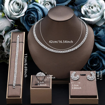 2025 Trendy 4 Pieces Bridal Zirconia Jewelry Sets for Women Party Gift Dubai UAE Wedding Jewelry Set