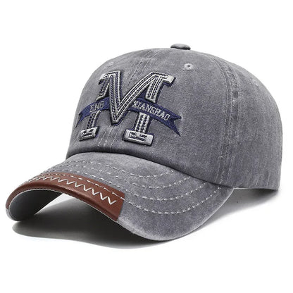 Baseball Cap M Letter Embroidery Dad Hat Women Men Outdoor Washed Cotton Cap