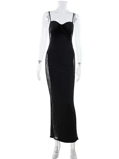 Eelgant Straps Women's Dresses Patchwork Lace SheathSolid Camisole Sleeveless Party Trend Fashion Female Vestidos Robes