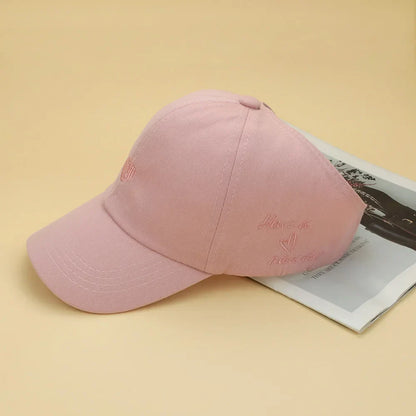 Kids Baseball Caps for Boys Girls Sun Hat Love Heart Hollow High Ponytail Caps Children Adjustable Baseball Caps for 4-12 Years